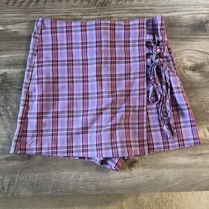 NEW 90s Y2K Purple Pink Black Paid Mini Skirt Skort Women's